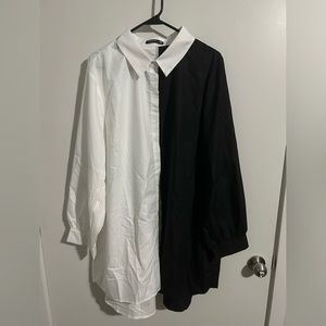 Black/White button down blouse. Sz 3XL, never worn